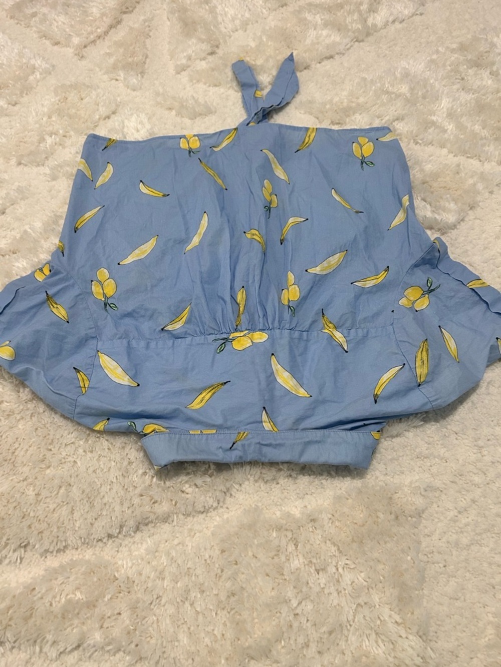 Milly Banana Print Bonnie Top - Blue Short-Sleeve Tie-Front Button-Down - Picture 10 of 12